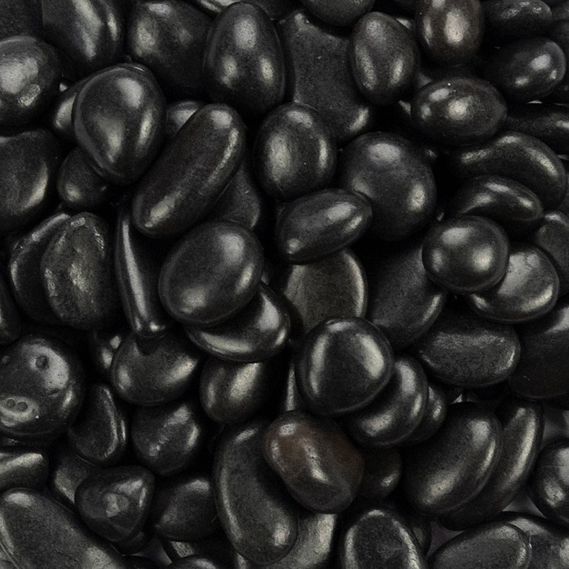 black polished pebbles