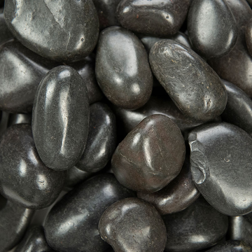 Polished black pebbles